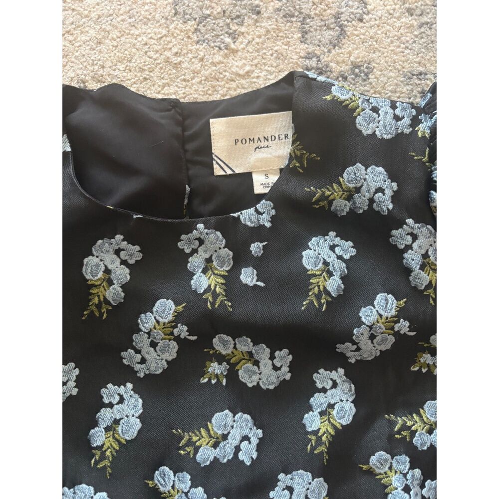 Pomander Place Black Heirloom Jacquard Lyla Blouse Size S - Picture 4 of 4